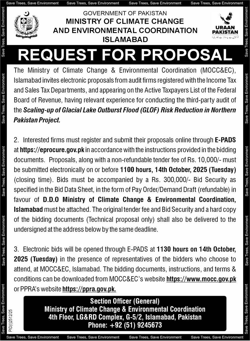 Ministry of Climate Change Tender Notice